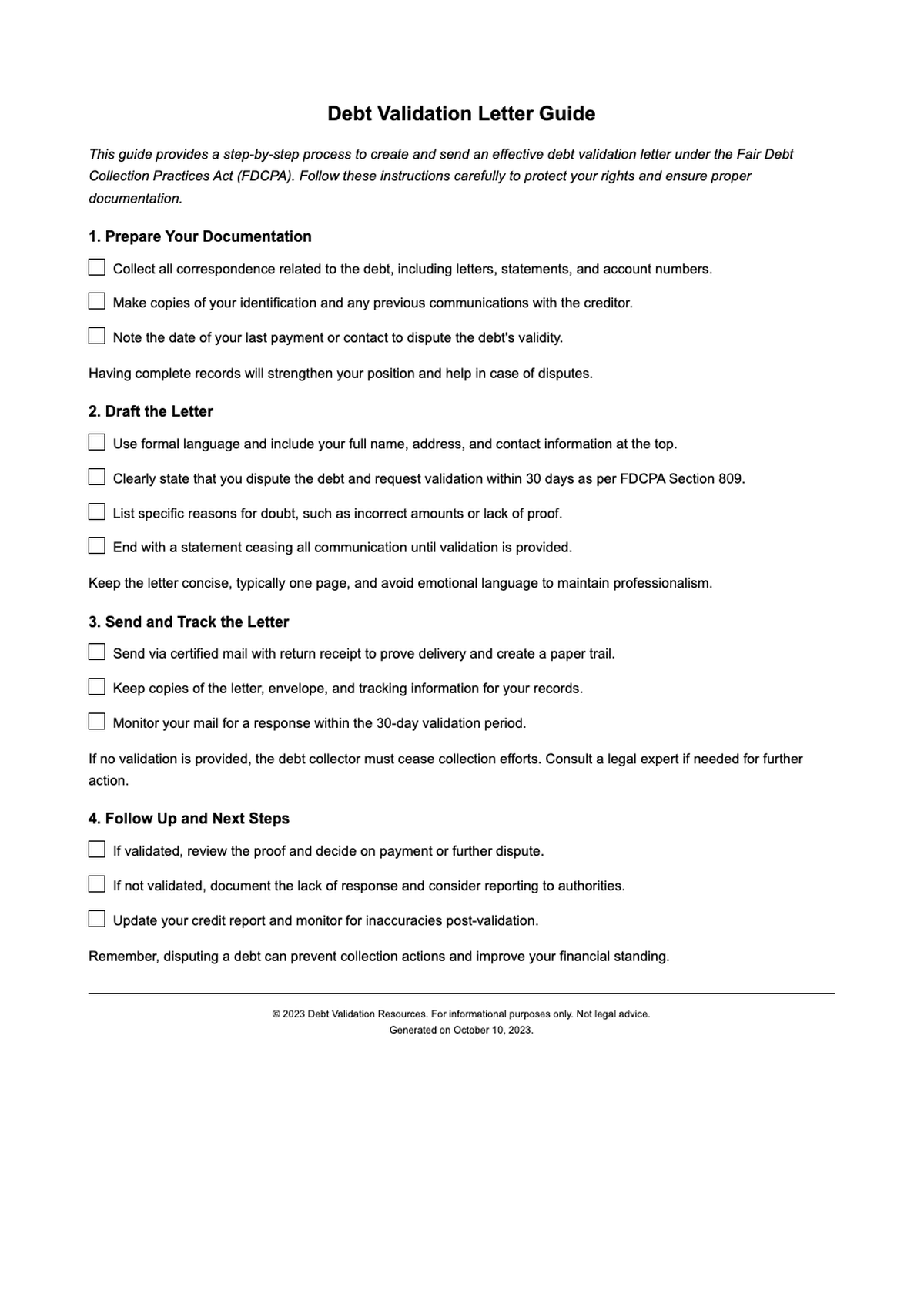 Debt collector validation letter instructions with steps and legal guidance_variant_1